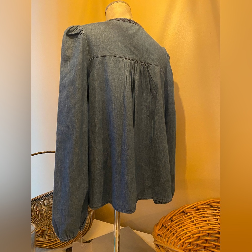 Falls Creek denim Navy Embroidered Blouse - Picture 7 of 11